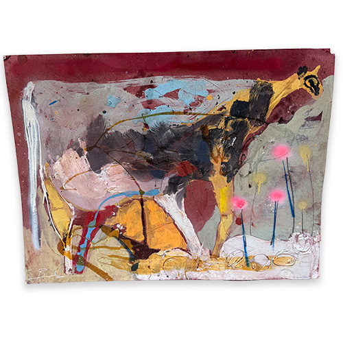 Michael Banks 41x31 Framed "Pasture Spirit" Mixed  Media Abstract WP6317